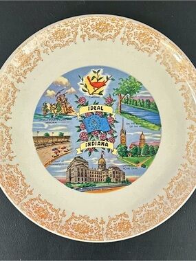 Vintage Ideal Indiana Decorative Collector Plate - Multicolor